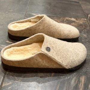 Birkenstock Cream Wool Mules
